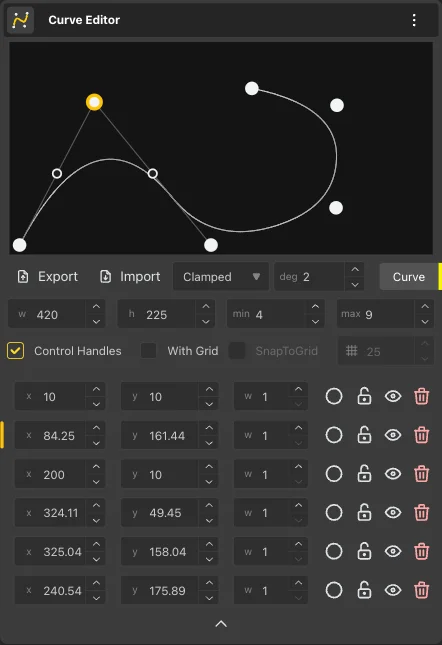 Curve Editor - adding a control point