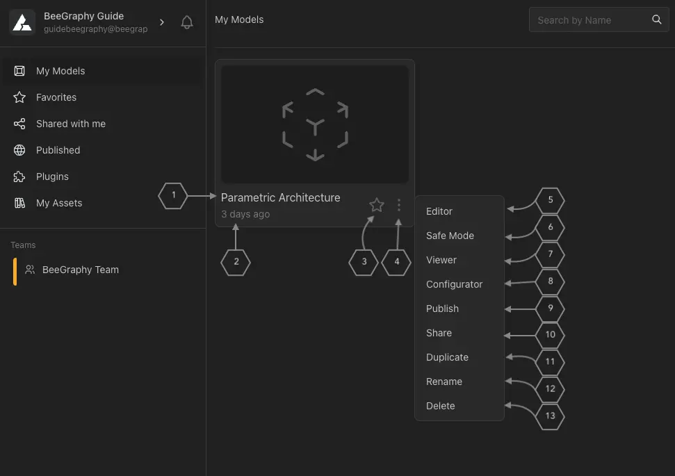 Model settings panel
