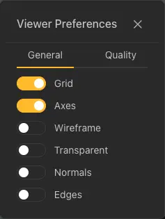 3D view settings panel