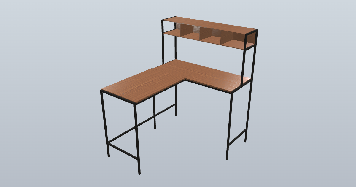 Office Corner Desk: 3D/2D Parametric Model - 0
